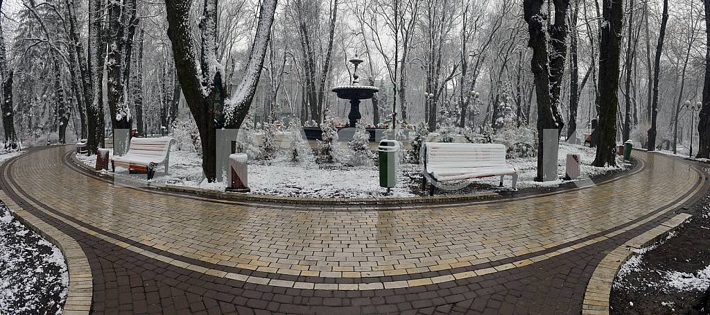 Park avenue with a fountain