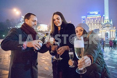 Празднование Нового года в центре Киева в ночь с 31-го декабря на 1-е января.