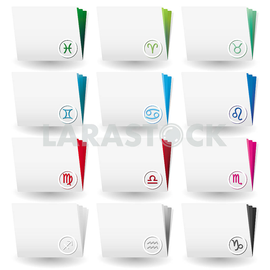 Set of zodiac icon file folders with zodiac signs on top — Image 80262