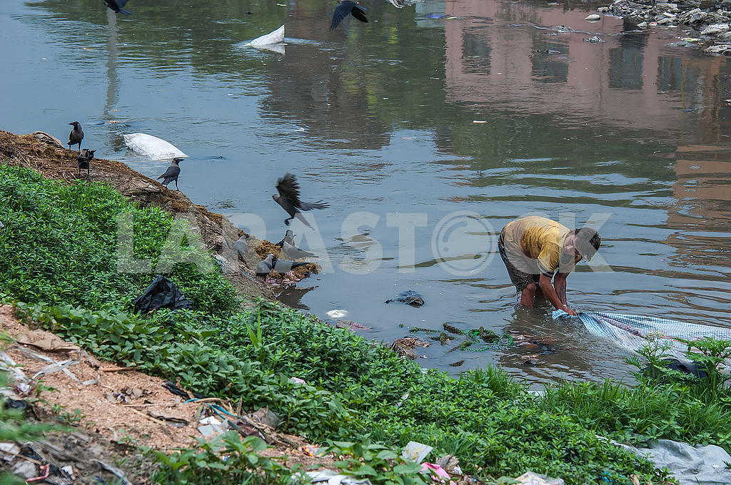 Man erases dead tissue in the river Bagmati — Image 50777