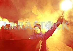 Torchlight procession of nationalists in Kiev