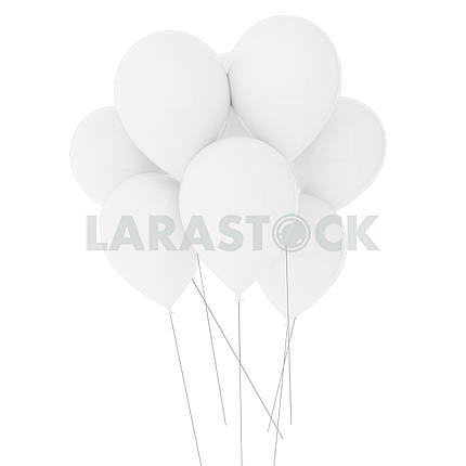 Белые воздушные шары на изолированных белый в 3D иллюстрации