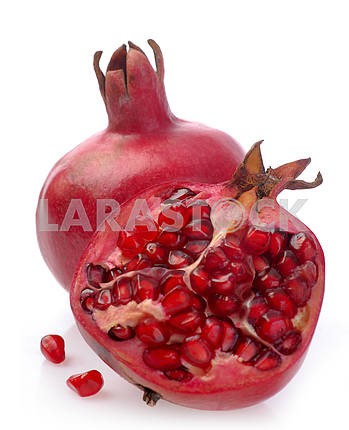 Pomegranate whole and open-face with seeds