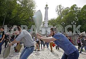 Pillow fight in Kiev