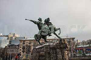 Monument to Bogdan Khmelnitsky in the New Year's holiday