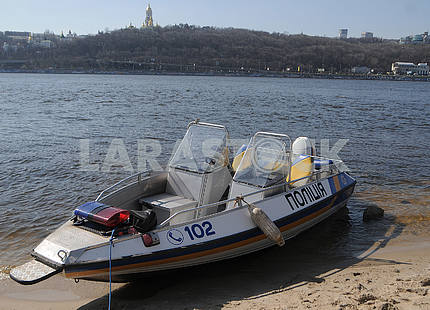Police boat on the Dnieper River