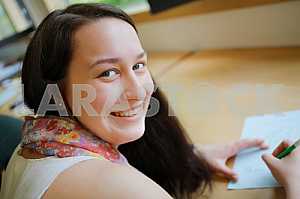 Beautiful girl studying
