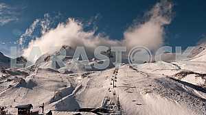 Clouds looming on the ski slope.