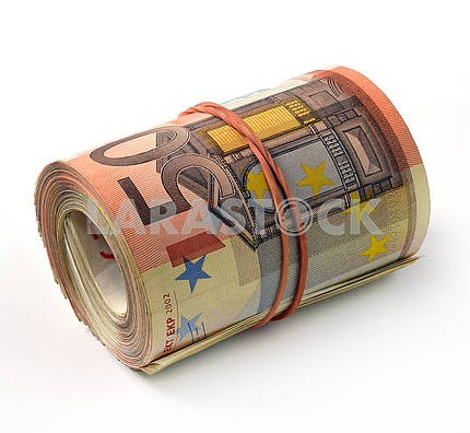 50 евро банкноты сложенном в рулоне