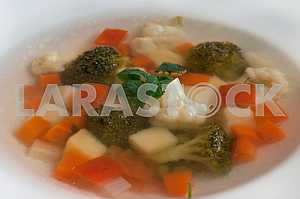 Vegetable soup with a broccoli and cauliflower