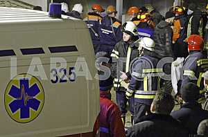 In the house in the center of Kiev collapsed ceiling.