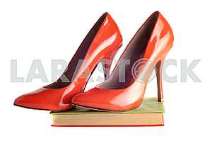 Bright, multicolored female shoes on high heels