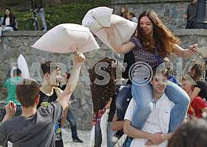 Pillow fight in Kiev