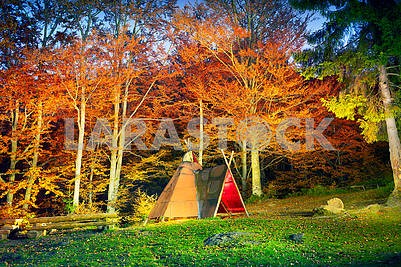 wigwam tipi and bonfire