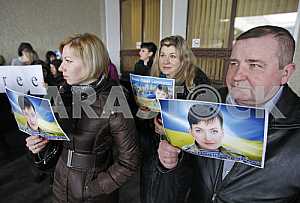 Rally of railway workers in Kiev.