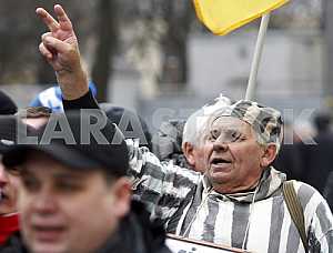 A rally with demanding elections mayor of Krivoy Rog.