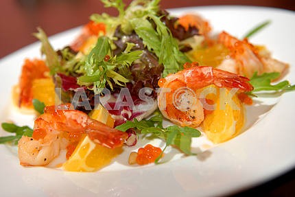 Salad from seafood and vegetables