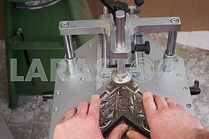 Carpenter tools on wooden table with sawdust. Circular Saw.