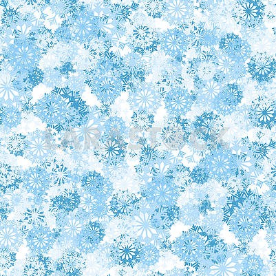 Seamless background with blue and white snowflake