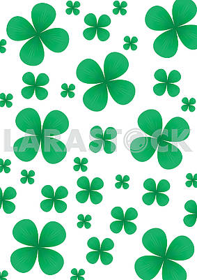 Background for St.Patrick day with green four leafed clovers