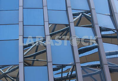 Glass wall of the building