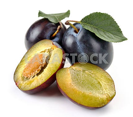 plum and a half and leaves