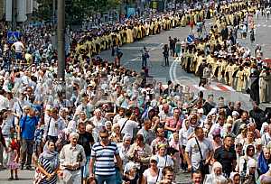 The procession on the occasion of 1028th anniversary of Baptism of Kievan Rus in Kiev.
