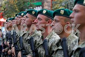 Border guards at the rehearsal of the military parade in Kiev