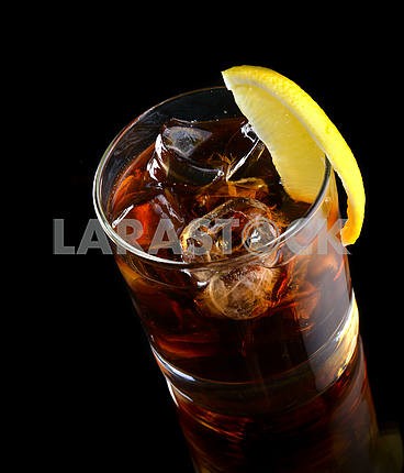 Cocktail with ice cola whiskey