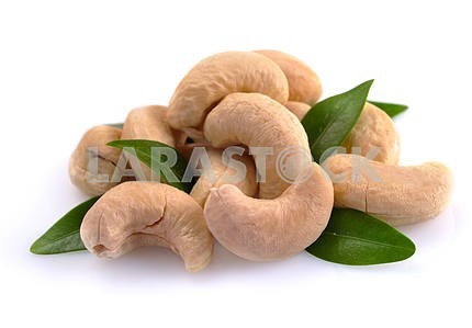 Ripe cashew nuts with leaves