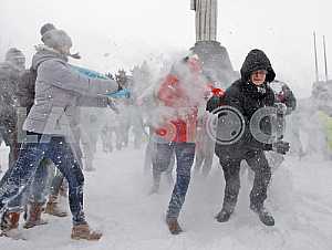 Snow battle in Kiev