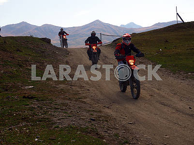 Motorcyclists in Verkhny Omalo