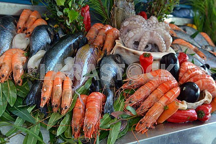 морепродукты в море рынка
