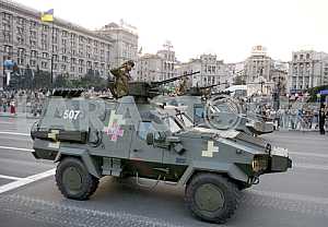 The rehearsal of the military parade in Kiev