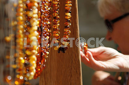 Amber beads at the fair in Lublin
