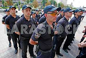 Handover ceremony of bicycle patrol police in Kiev