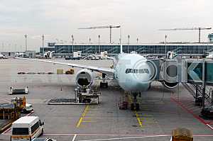 MUNICH, GERMANY, SEPTEMBRE 2014: Lufthansa airbus airplane parke