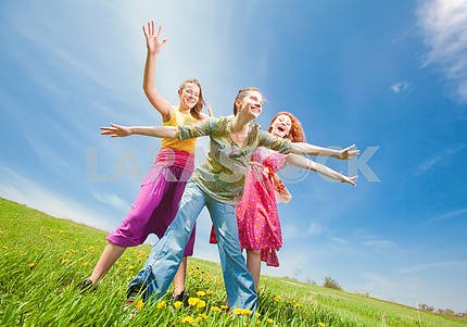 Mom and two Daughter Having Fun