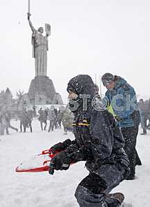 Snow battle in Kiev