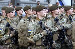 The rehearsal of the military parade in Kiev