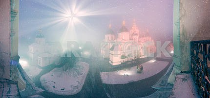 Blizzard and rain enveloped Kiev
