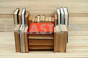 Stack of hardback books isolated on white background. Back to school. Copy space