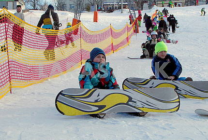 Snowboarders in Protasovoy Yar