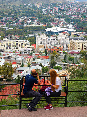 People on the observation deck, Tbilisi