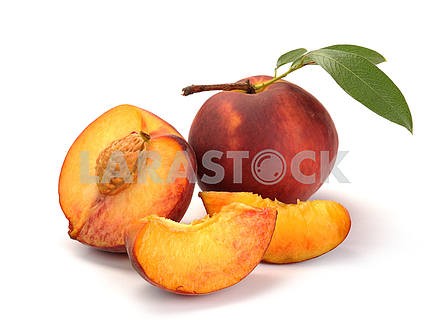 Peach and a half and leaves