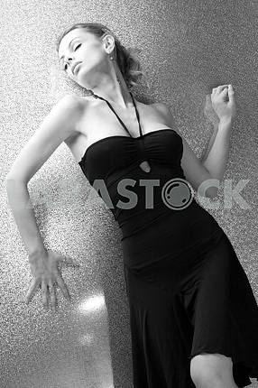 Beautiful young woman front bright background