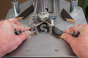 Carpenter tools on wooden table with sawdust. Circular Saw.
