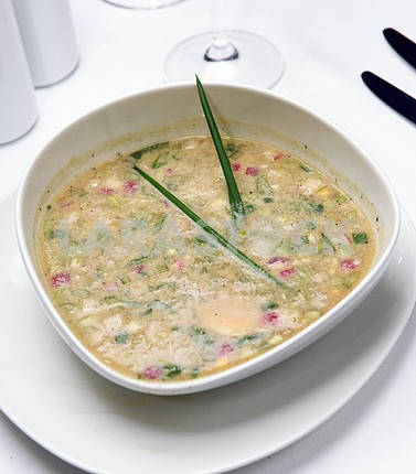 russian cold vegetable soup on yogurt