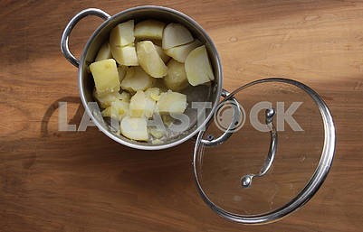 Potato dishes and a lid