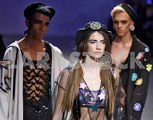 The models demonstrates collection by Ukrainian designer Sofia Rousinovich